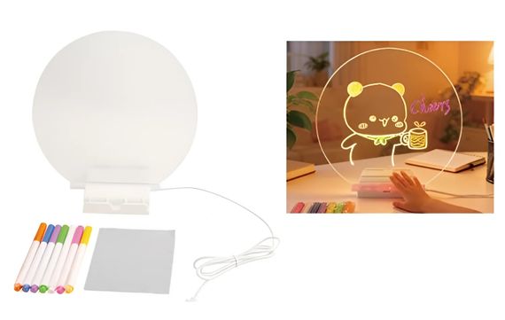 Круглий світильник-нічник WordPad AND 5502 15 см від USB • LED-дошка для нотаток AND 5502 з маркером для дому, офісу та декору | Зображення 5