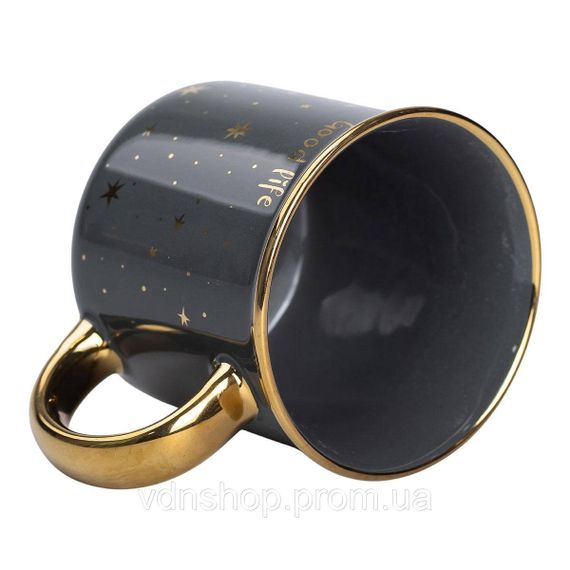 Чашка фарфоровая с золотым ободком и позолоченной ручкой 320 (мл) Good life Зеленая RX-N231506GR | Зображення 2