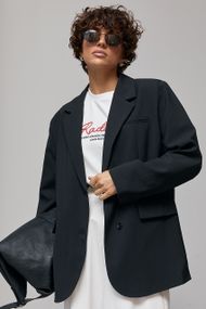 Прямий класичний жакет зі смугастою підкладкою - чорний цвет, M (є розміри)