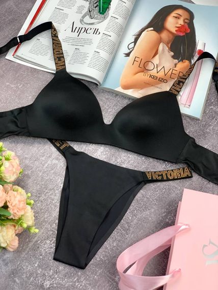 Комплект жіночий Victoria's Secret безшовний чорний kk034 | Зображення 1