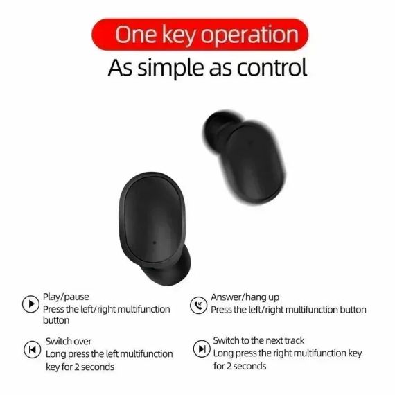 TWS Е6S Беспроводные Bluetooth-наушники с шумоподавлением и микрофоном, IPX5 водонепроницаемые. Чёрные | Зображення 6
