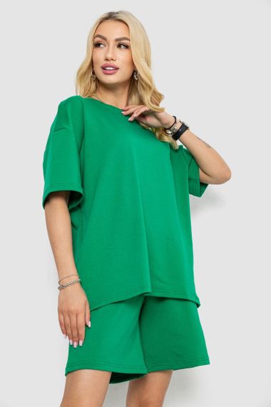 Женский летний костюм оверсайз шорты и футболка зеленый размер L/XL 241R5004 | Зображення 2