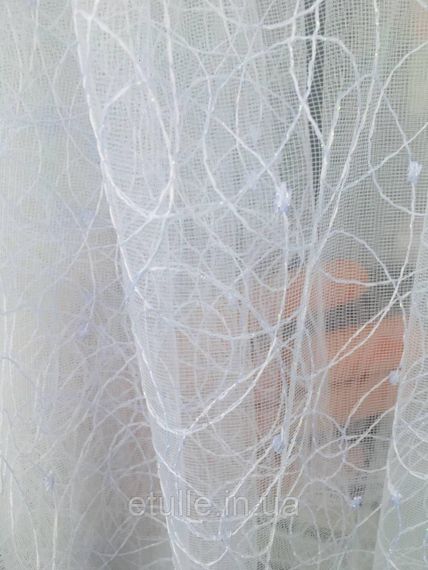 Тюль паутинка, гардина, белый однотонный фатин с вышивкой для спальни, гостинной, залы | Зображення 5