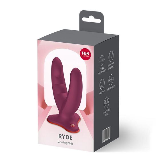 Двойной фаллоимитатор Fun Factory RYDE Wine Red, гибкие стволы, присоска Sex Aura | Зображення 6