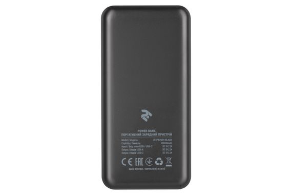 Портативное зарядное устройство 2Е 20000mAh, DC 5V, 2.1A, Type-C, MicroUSB, USB-А, black (2E-PB2004-BLACK) | Зображення 4