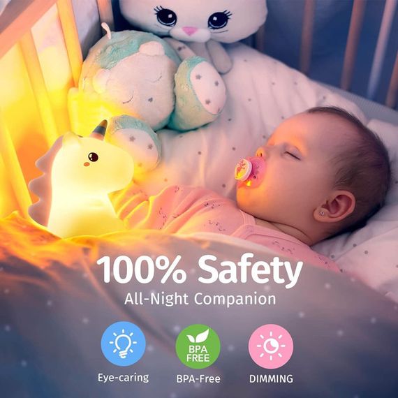 Детский Cиликоновый Ночник Светильник Лампа Единорог RGB | Зображення 1