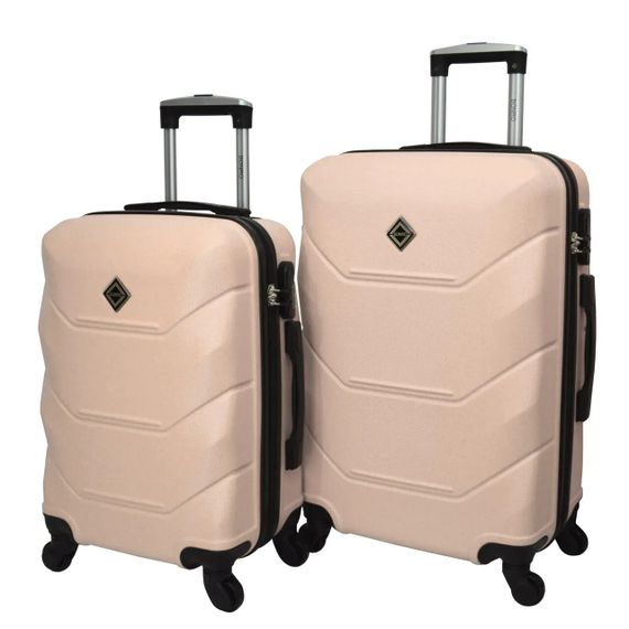 Набір валіз Bonro 2019 2 шт пластикові дорожні на колесах бежевий (42401078)