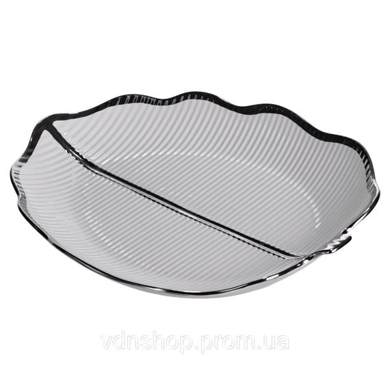 Порцелянове блюдо для сервірування стола у формі листя 41×27×4 (см) блюдо для подавачі закусок Срібло ML6045 | Зображення 3