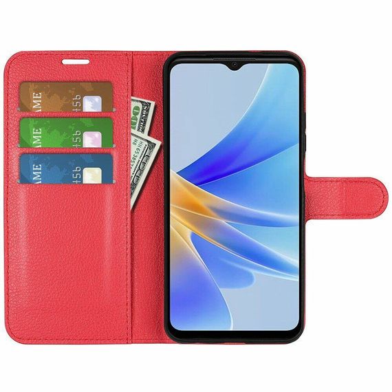 Чохол книжка з кишенями для карт на Oppo A17 / A17K колір Червоний | Зображення 1