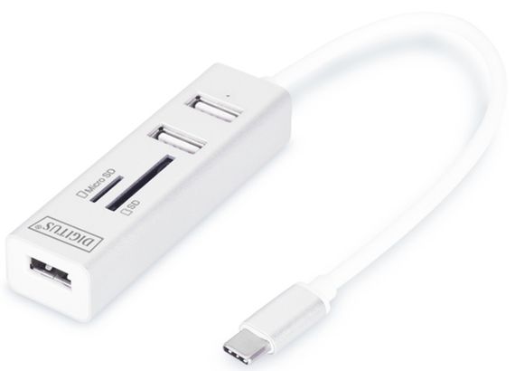 Концентратор DIGITUS USB 2.0 (AF/Type-C) OTG (кардридер+USBx2) (DA-70243)