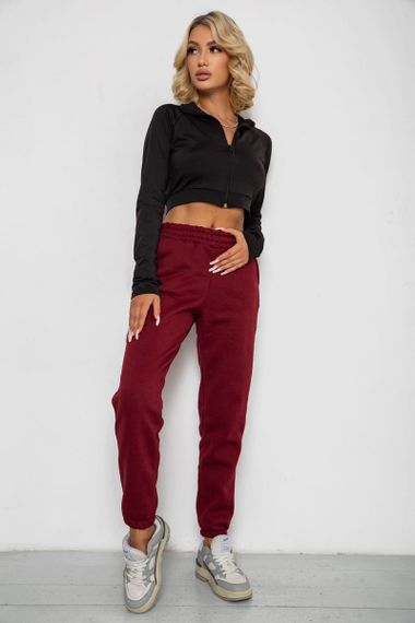 Спортивные штаны женские на флисе, цвет бордовый, 238R57828 | Зображення 1