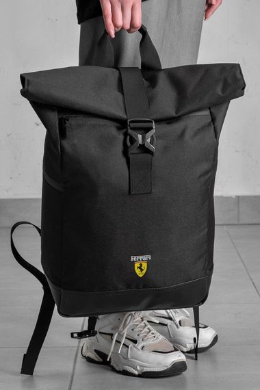 Повсякденний рюкзак Роллтоп шкільний Without з принтом Ferrari Black | Зображення 3