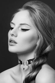 Чокер з замочком-сердечком Bijoux Pour Toi - HEART LOCK, екошкіра, Чорний