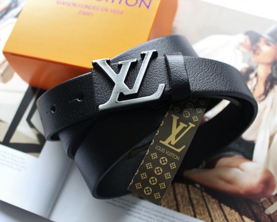 Женский кожаный ремень Louis Vuitton ширина 3 см пряжка серебро хром черный | Зображення 2