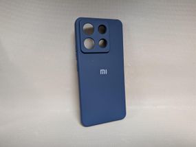 Чохол для Xiaomi Redmi Note 13 Pro 5G / Poco X6, силіконовий, матовий, синій, з логотипом (Уцінка, дефект – біла пляма)