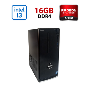 Ігровий ПК Dell Inspirion 3668 Tower / Intel Core i3-7100 (2 (4) ядра по 3,9 ГГц) / 16 ГБ DDR4 / 512 ГБ SSD / AMD Radeon R9 350, 2 ГБ GDDR5, 128-біт / Wi-Fi+Bluetooth / DVD / Win 10 Home Lic б/в