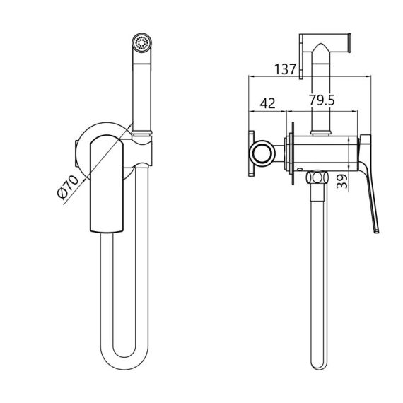 Набор для гігієнічного душу Qtap Slavonice округлий QTSLA262GMB45916 Gunmetal Black PVD | Зображення 1