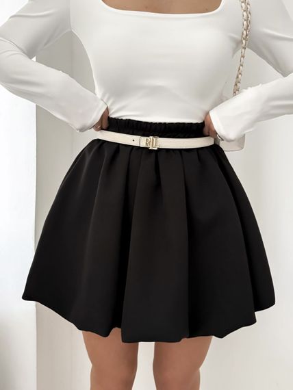 Женская летняя короткая юбка мини в складку с высокой посадкой NA1062 цвет черный размер 42/44 | Зображення 2