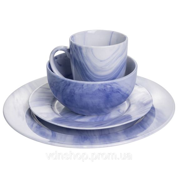 Столовий набір посуду 24 предмети на 6 осіб Marble Clara порцеляновий Синій MD-24-3B | Зображення 3