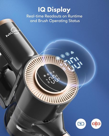 Акумуляторний пилосос Movell 300W, 28000Pa, HEPA-фільтр, LED-дисплей, 55 хв автономності, 1.5L, чорний | Зображення 3