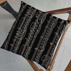 Подушка на стул с завязками Ноти на чорному фоні 40x40x4 см (PZ_23A003)