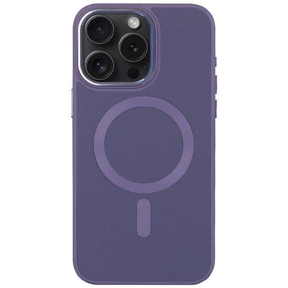 Шкіряний чохол Bonbon Leather Metal Style with MagSafe для Apple iPhone 13 Pro (6.1") Сірий / Lavender