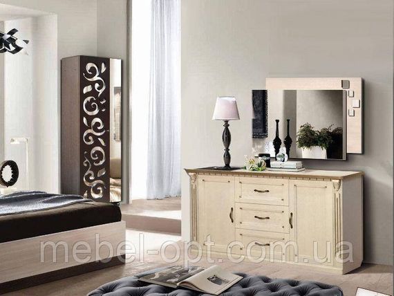 Комод Фридом 2 - дверный и 3 ящика, 485 х 1510 х 870 цвет слоновая кость + золотая патина