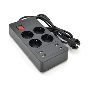 Мережевий фільтр на 4 розетки + 4 USB виходи 5V-2.4A