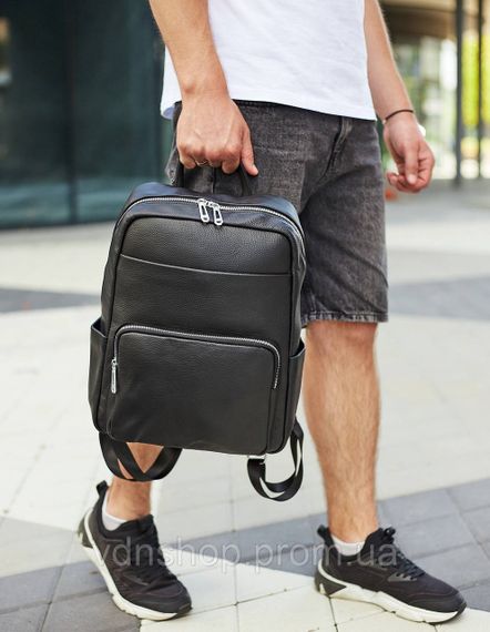Мужской кожаный рюкзак для поездок и отдыха 30х40х16, сумка наплечная Tiding Bag 59331, черная | Зображення 8