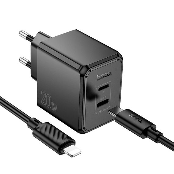 СЗУ HOCO CS16A, 1xUSB-C+1xLighting, PD20W, Black | Зображення 6
