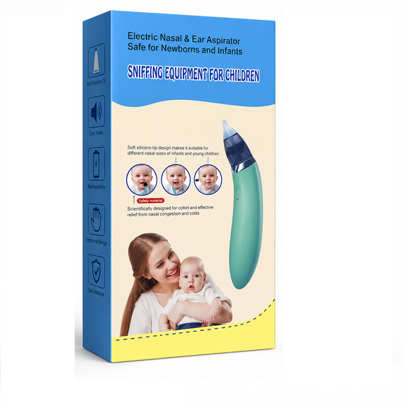 Дитячий назальний аспіратор Baby Nose Aspirator (арт. ART-0604 / JB-8628) — Електричний соплевідсмоктувач для немовлят та дітей | Зображення 1