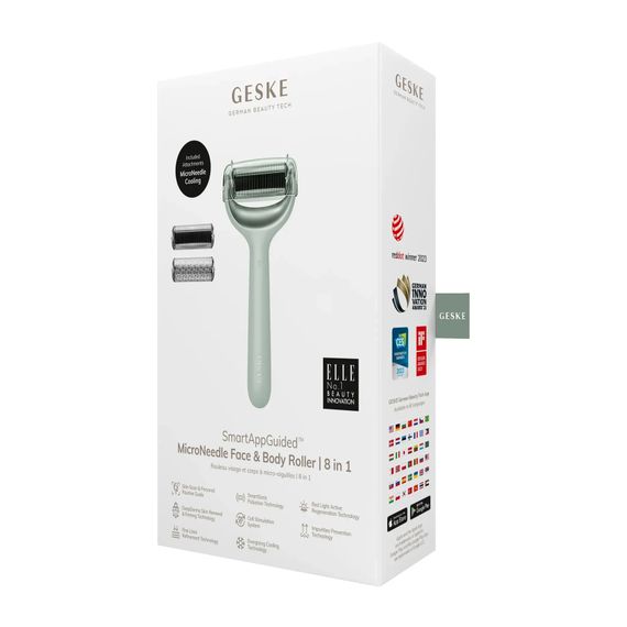 Электронный роллер для лица и тела с микроиглами GESKE MicroNeedle Face&Body Roller 8в1 gray, Зеленый | Зображення 7