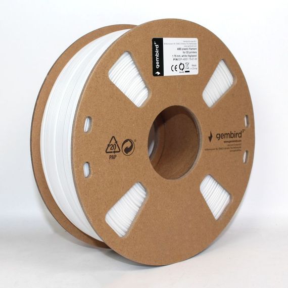 Пластиковий матеріал (филамент) для 3D-принтера 3DP-ABS1.75-01-W білий