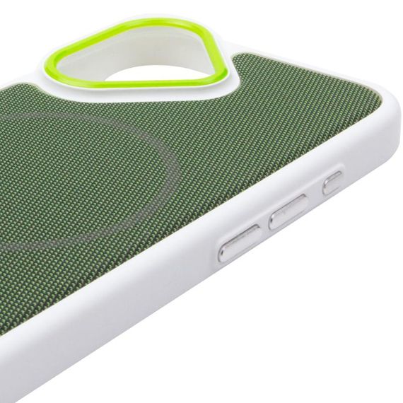 Чохол PC Textile Hybrid with Magnetic Fit для Apple iPhone 17 (6.3") White / Green | Зображення 3