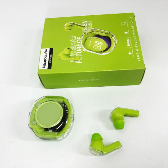 Бездротові навушники TWS T8 PRO з прозорим кейсом Вакуумний LED дисплей Bluetooth 5.3. AO-336 Колір: зелений | Зображення 8