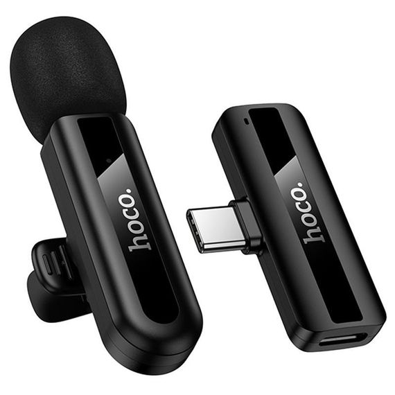 Петличный беспроводной микрофон Hoco L20 Fair Type-C Black | Зображення 3
