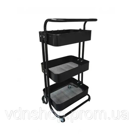 Стелаж етажерка з полицями на колесах ZM-1670 чорний