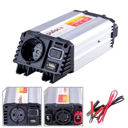 Перетворювач напруги PULSO/IMU 320/12V-220V/300W/USB-5VDC2.0A/мод.хвиля/прикуривач+клеми | Зображення 1