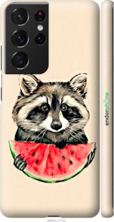Чохол на Samsung Galaxy S21 Ultra (5G) Єнотик з кавуном "4605m-2116-2448"
