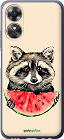 Чохол на Oppo A17 Єнотик з кавуном "4605u-2954-2448"