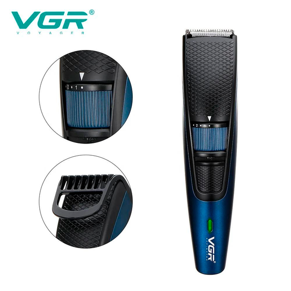 Триммер аккумуляторный для стрижки VGR V-053B с регулятором высоты и универсальной насадкой | Зображення 3