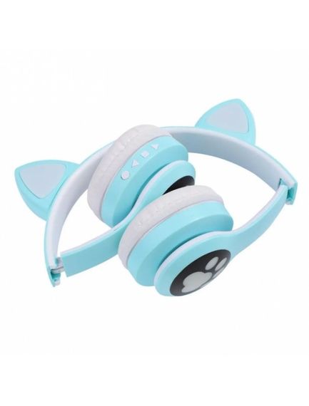 Навушники бездротові Cat Ear VZV-23M Bluetooth з RGB підсвіткою і котячими вушками Бірюзові | Зображення 2