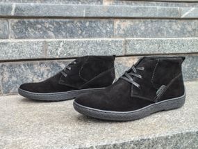 Теплые ботинки черный замш 40 41 42 43 размер