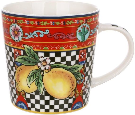 Кухоль порцеляновий Sicilia "Limoni" (Лимони) 450мл, подарункова чашка