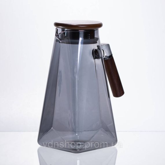 Глечик для напоїв скляний 1.8 л з бамбуковою кришкою 64486-73 | Зображення 1