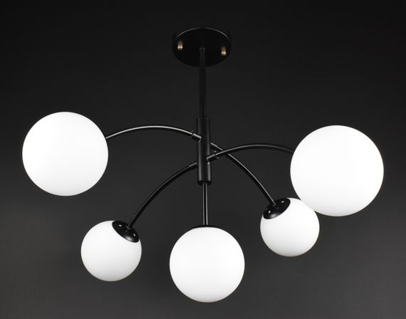 Люстра стельова на 5 лампочок 27447 Чорний 43-20х80х80 см. | Зображення 2