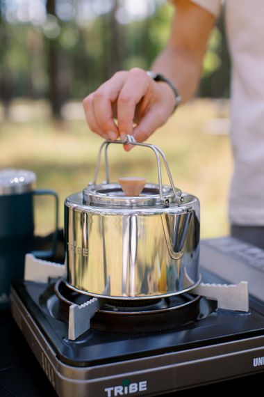 Чайник туристичний Tribe Kettle 1,2л сталевий з ситечком, Похідний чайник трайб для багаття, Чайник для кемпінгу і подорожей | Зображення 4