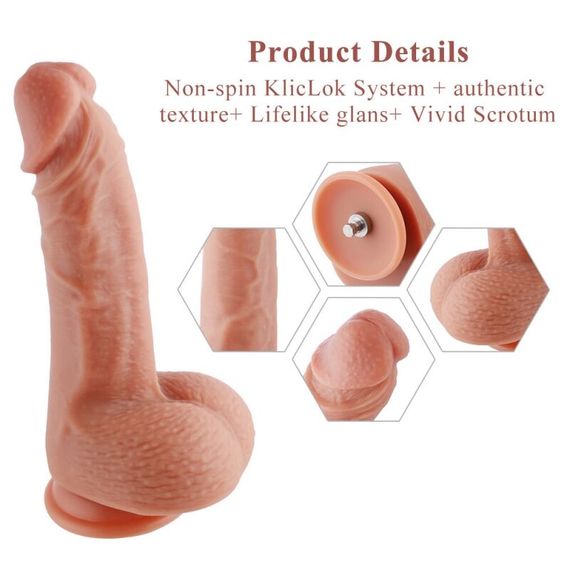 Ультрареалістичний фалоімітатор для секс-машин Hismith 8.3″ 2-layers Silicone Flesh Dildo, 2-шаровий | Зображення 1