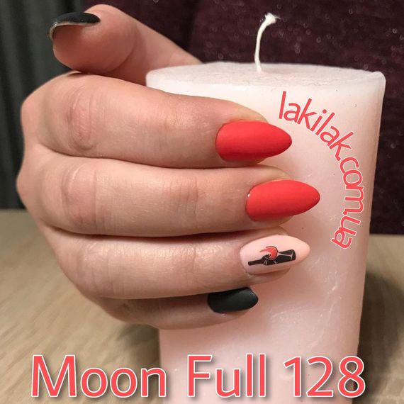Гель-лак Moon Full №128 карміновий червоний 8мл