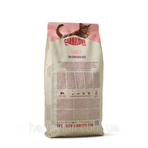 Беззерновой сухой корм Carnilove True Fresh Turkey Sterilised для стерилизованных кошек с индейкой 6 кг | Зображення 1